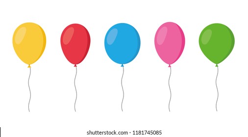 Balloons in cartoon flat style isolated set on white background - stock vector.