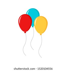 Balloons in cartoon flat style isolated on white background. Vector illustration