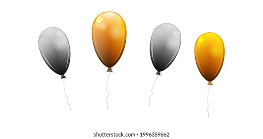 Balloons in cartoon flat style isolated on white background - stock vector. Balloon gold, silver color	
