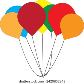 Balloons in cartoon flat style isolated set on white background. Bunch of balloons - stock vector.