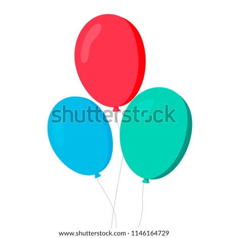 Balloons in cartoon. Flat style isolated on white background. Vector set EPS10