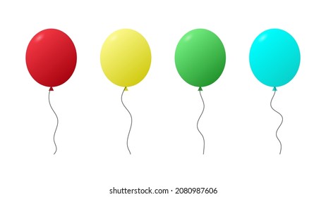 dibujos animados de globos con diferentes colores aislados en fondo blanco para banner de sitio web festivo y decoración de fiesta especial. ilustración vectorial 