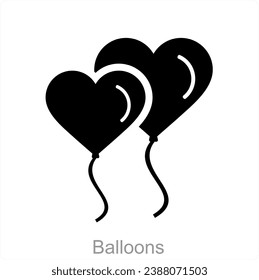Balloons and celebrate icon concept