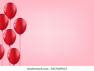 Balloons Celebration Background. Background for Valentine's Day, Wedding Celebration, Mother's Day or Anniversary. Vector Illustration.