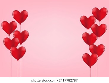 Balloons Celebration Background. Background for Valentine's Day, Wedding Celebration, Mother's Day or Anniversary. Vector Illustration.