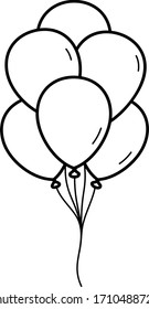Balloons and celebration. Vector outline icon.