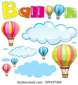 Ballons und Wolken in der Himmelsgrafik