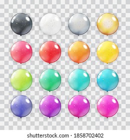 Balloons Collection Set on Transparent Background. Can be used for advertisment, promotion and birthday card or invitation. Vector Illustration EPS10