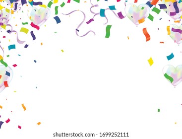 balloons colorful confetti Celebration carnival ribbons. luxury greeting rich card.