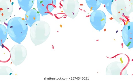 balloons colorful confetti Celebration carnival ribbons. luxury greeting rich card