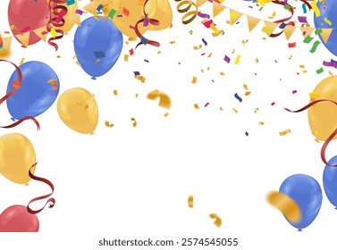 balloons colorful confetti Celebration carnival ribbons. luxury greeting rich card