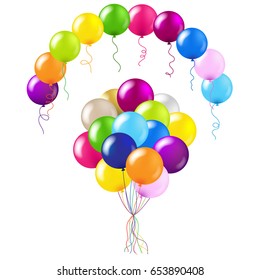 Balões coloridos definir malha de gradiente, ilustração de vetor