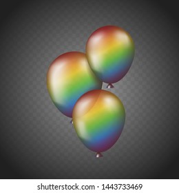 Balloons coloring in rainbow color. Brunch realistic balloons with lgbt color