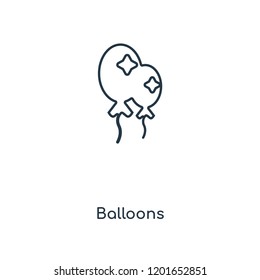 Balloons concept line icon. Linear Balloons concept outline symbol design. This simple element illustration can be used for web and mobile UI/UX.
