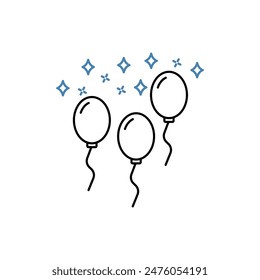 balloons concept line icon. Simple element illustration. balloons concept outline symbol design.