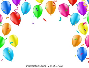 Balloons and Confetti Celebration Background. Background for Party, Birthday, Celebration or Anniversary. Vector Illustration.