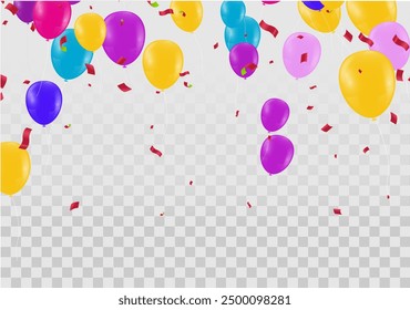 balloons, confetti concept design template holiday Happy Day, background Celebration Vector illustration. Design for Party decorations, New year, birthday, anniversary, celebration