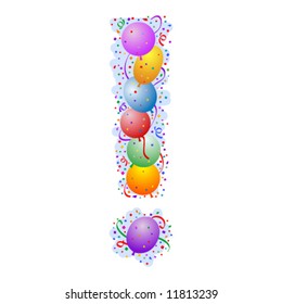 Balloons and confetti - Exclamation Mark - you can use letter with or without light blue background