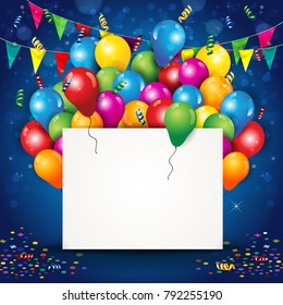 Balloons and Confetti With Flags and Ticket Where to Insert Your Own Text-Transparency Blending Effects and Gradient Mesh-EPS 10