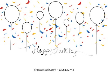 Balloons with confetti isolated on white background. Trendy balloons for web site, poster, placard, print material and mobile app. Creative art for greeting cards, modern drawing concept