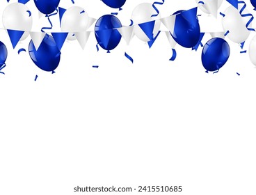 Balloons with Confetti and Party Flag Celebration Background. Background for Party, Birthday, Celebration or Anniversary. Vector Illustration.