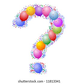 Balloons and confetti - Question Mark - you can use letter with or without light blue background