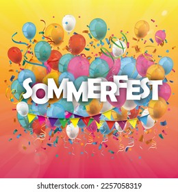 Balloons Confetti Redorange Bokeh Sky Sommerferien