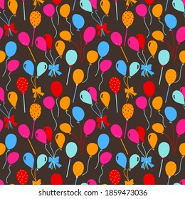 Balloons and confetti seamless pattern. birthday pattern seamless vector