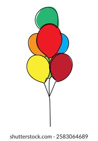 Balloons in continuous line art on a white background.