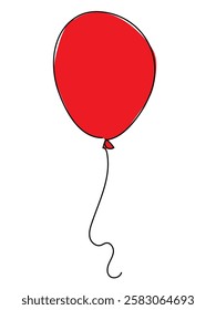 Balloons in continuous line art on a white background.