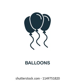 Balloons creative icon. Simple element illustration. Balloons concept symbol design from honeymoon collection. Perfect for web design, apps, software, print.