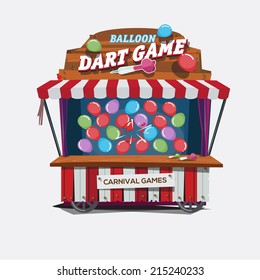 balloons dart game. carnival cart concept - vector illustration