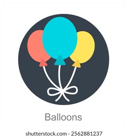 Balloons and decorate icon concept