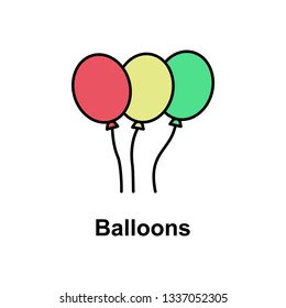 Balloons, decoration icon. Element of Cinco de Mayo color icon. Premium quality graphic design icon. Signs and symbols collection icon for websites, web design, mobile app