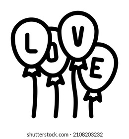 balloons decoration line icon vector. balloons decoration sign. isolated contour symbol black illustration