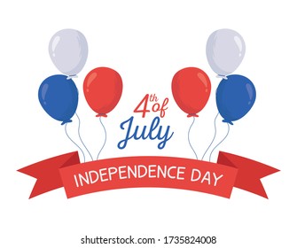 Balloons design, Independence day happy 4th july and usa theme Vector illustration