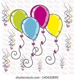 balloons design over ribbons background vector illustration