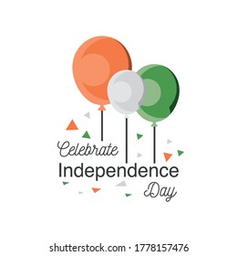 balloons detailed style icon design, happy india independence day and august 15th theme Vector illustration