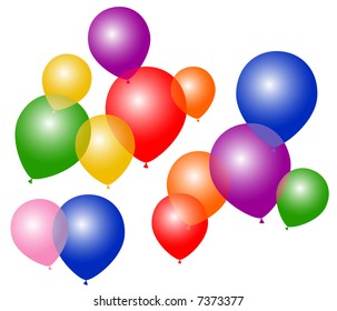 Balloons of different colors flying in the air - VECTOR