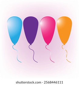 Balloons of different colors isolated on white, collection