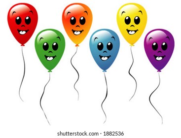 Balloons of different colors with a smiley face