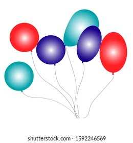 Balloons of different colors. Vector illustration, eps 10. Set of holiday accessories - balloons for the event. Concept: action, anniversary, for children. Bright joyful color for mood.