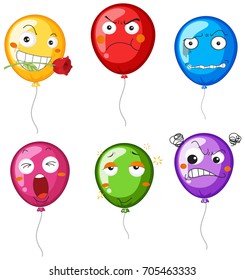 Balloons with differnet facial expressions illustration