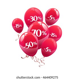 balloons with discount sign. sale symbol. shop vector banner.