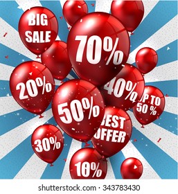 Balloons and discounts background.vector