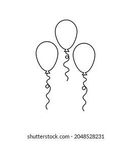 balloons drawing, outline for coloring book, vector illustration