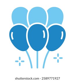 Balloons dual tone blue color, mini illustration icon. use for modern concept, print, UI, UX kit, web and app development. Vector EPS 10, related to entertainment, festival, funfair and hobbies.