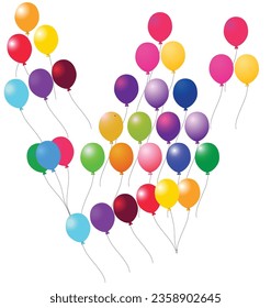 Balloons - Editable colorful vector elements for various parties and celebrations. Different festive compositions for a child's party, a birthday, or a special event.