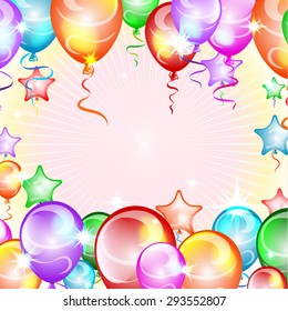 balloons, festive background with place for text, vector illustration