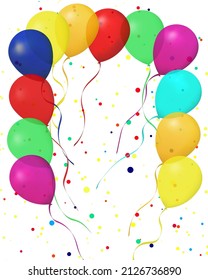 Balloons in festive colors. Celebration banner with balloons. Vector illustration.
